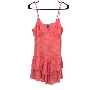 Y2K Babydoll Mini Dress L Floral Burnout Coquette Fairy Soft Girl Romantic